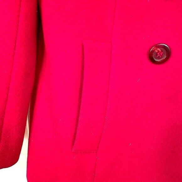 100% RED WOOL DOUBLE BREASTED CAR COAT by MDP S-S - Picture 3 of 7